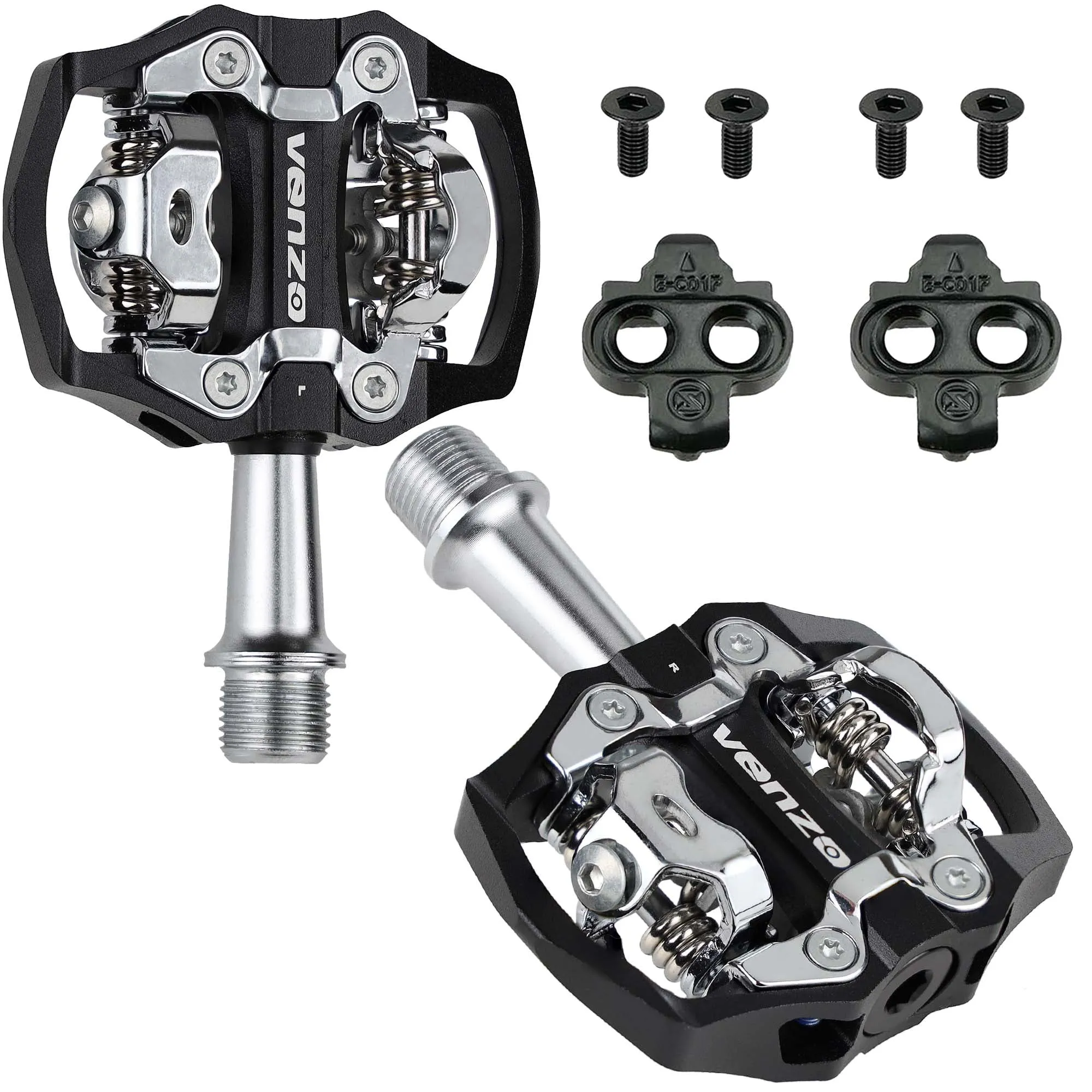 VENZO MTB Mountain Bike CNC Cr-Mo Forged 6066 Sealed Clipless Pedals 9/16" compatible with Shimano SPD Type Cleats SM-SH51 - Perfect For All MTB Trial Shoes - Easy Clip in