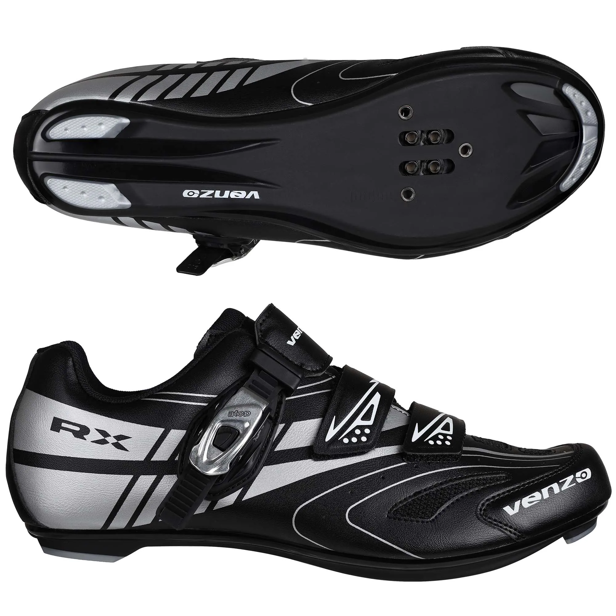 Venzo RX Road Bike Compatible with  SPD SL Look Cycling Shoes and Look Delta Indoor Cleats Black Size 47