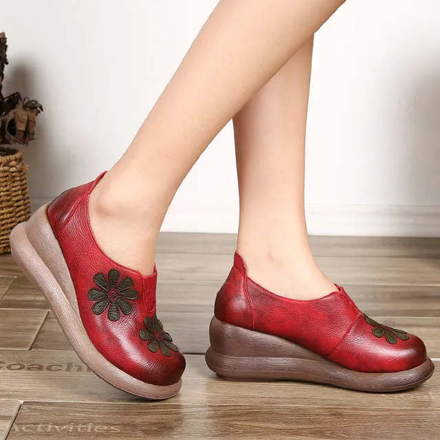 Wedge Handmade Women Retro shoes| Gift Shoes