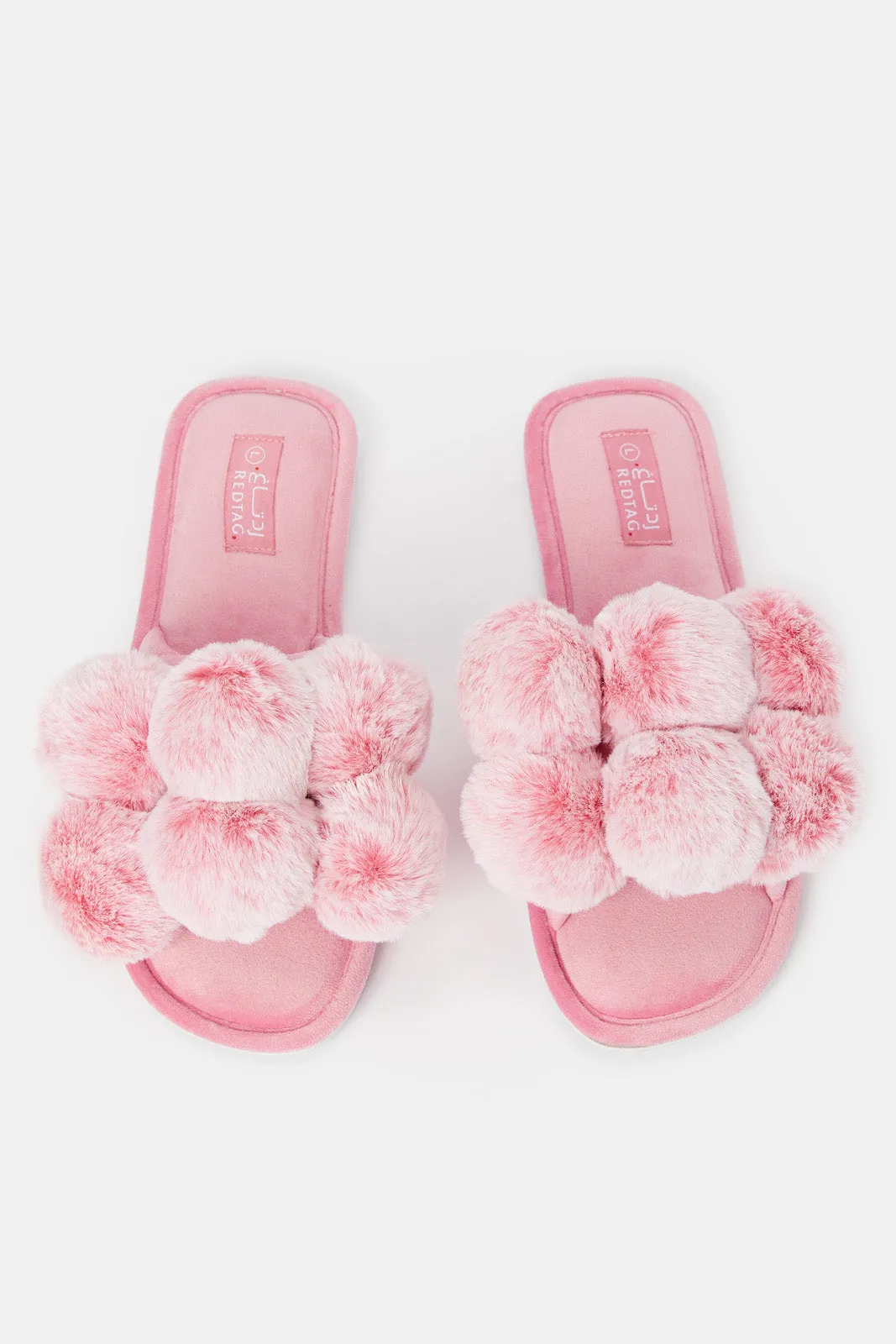 Women Pink Pom Pom Slippers